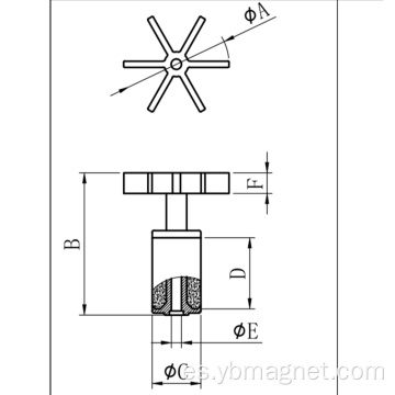 Rotor de imán de cerámica D19*35ferrita con impulsor para el filtro